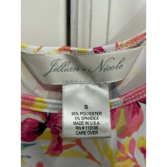 Jillian Nicole Womens Floral Tank Top White Pink Yellow Sleeveless Sz S - Picture 5 of 9